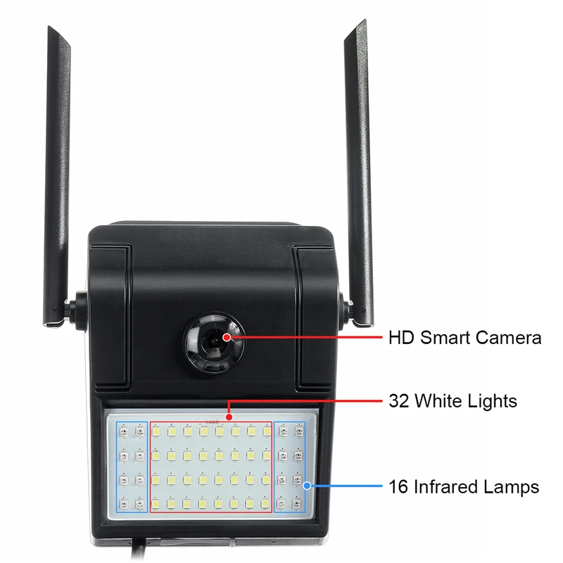 1080P WiFi беспроводной наружный светодиодный фонарь Солнечная камера IP65 водонепроницаемая Внешняя камера наблюдения с ночным видением
