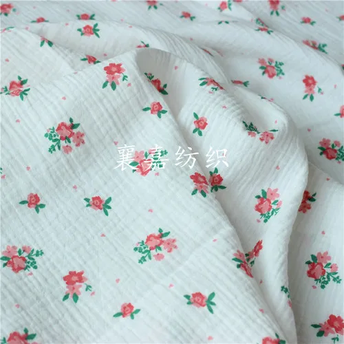 Текстура плиссированный хлопок двойной марлевые креп печатных детская одежда ткань женские платья пижамная ткань - Цвет: 01
