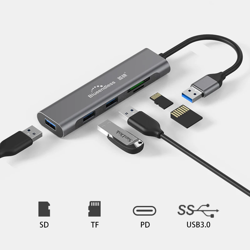 Многофункциональный интерфейс Type-C концентратор HDMI USB3.0 SD TF карта для Apple Huawei Mac Book