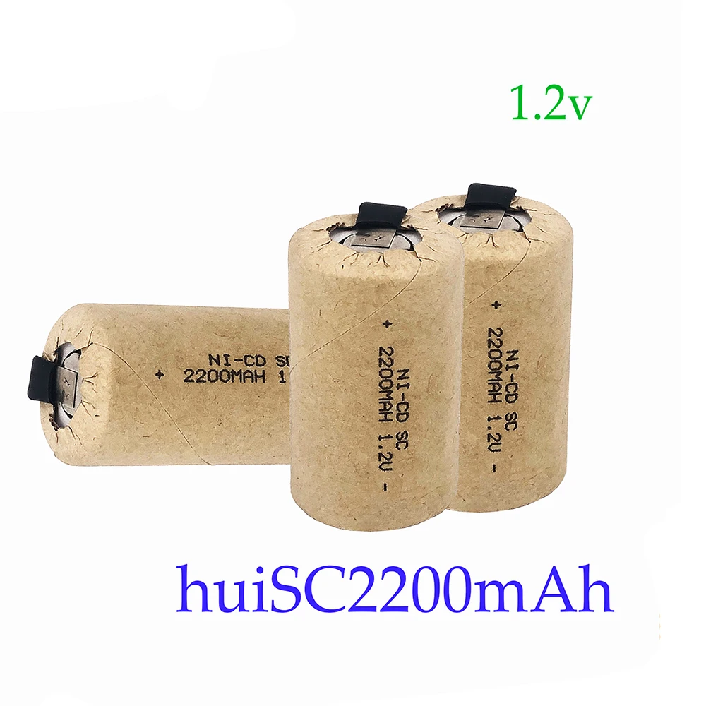 NEWEST Screwdriver Electric Drill SC Batteries 1.2V 2200mah Sub C Ni-Cd Rechargeable Battey With Tab Power Tool NiCd SUBC Cells