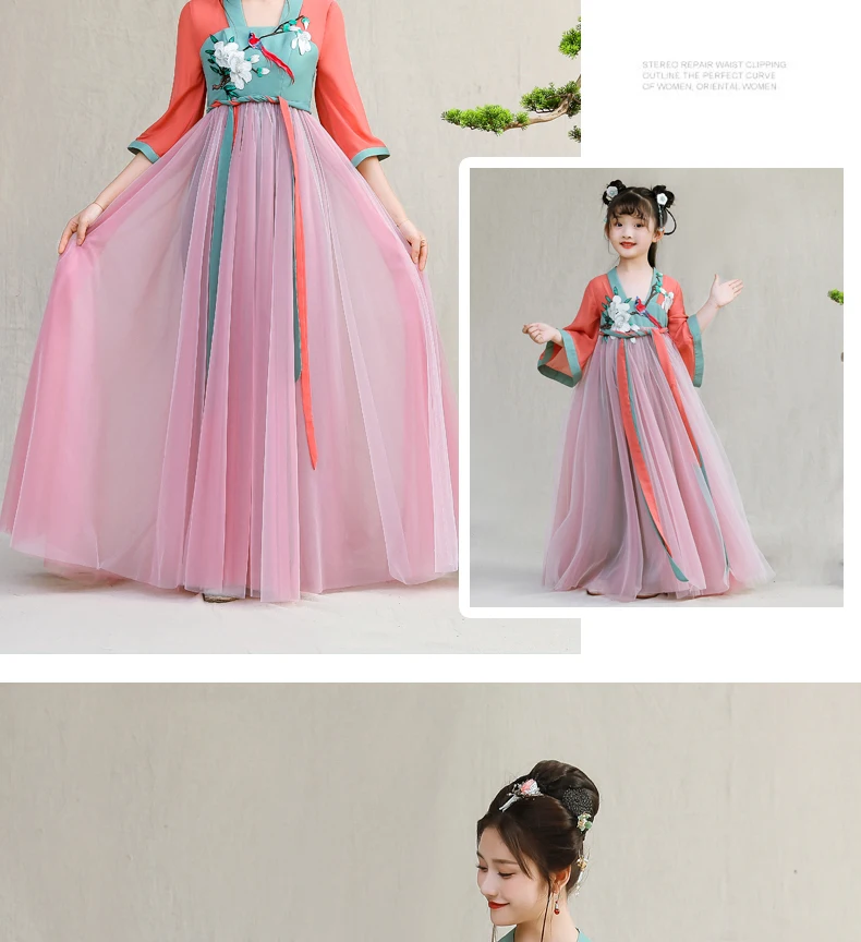 Hanfu/одинаковые комплекты для семьи в китайском стиле; свадебное платье для мамы и дочки; древний традиционный костюм; Новогодняя одежда для рождественских праздников