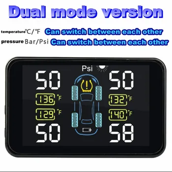 

Solar TPMS tire pressure monitoring alarm with 4 internal sensors inside and outside the car tire pressure monitoring system