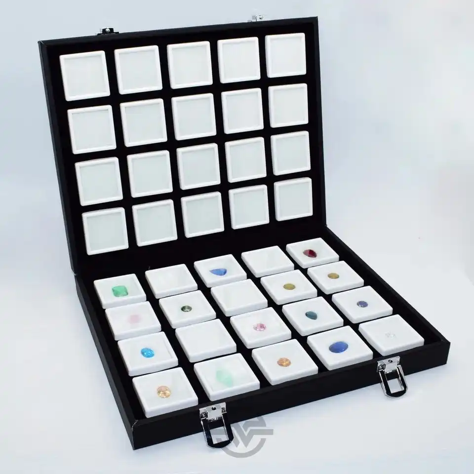 Diamond 4x4 cm. White Gem Display plastic box Storage for Gemstones