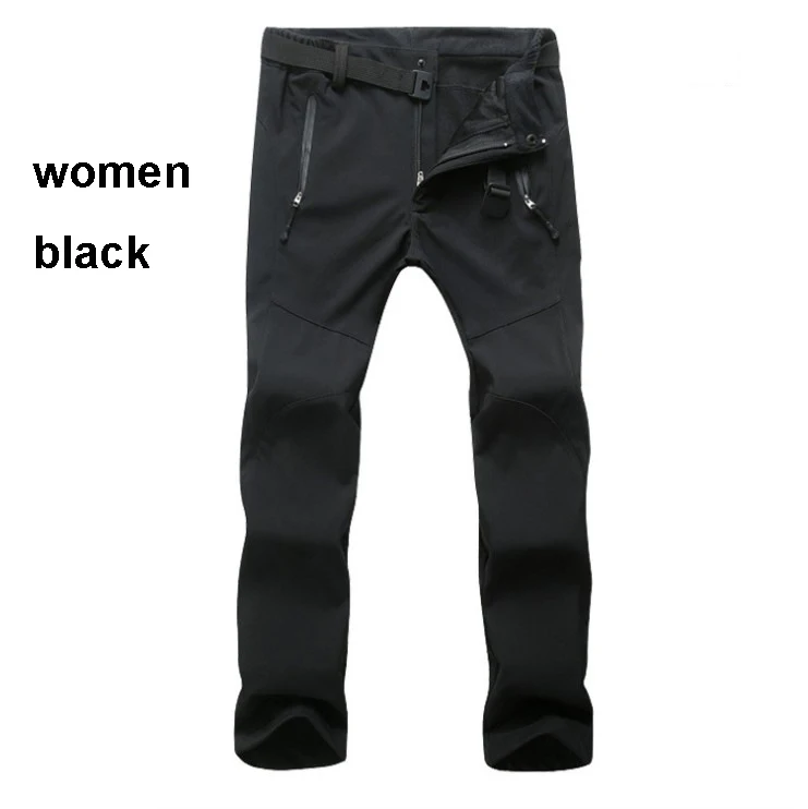 women black 15 цветов лыжные брюки для сноуборда для мужчин и женщин треккинговые флисовые брюки Софтшелл-30 градусов походные лыжные брюки водонепроницаемые ветрозащитные - Цвет: women black