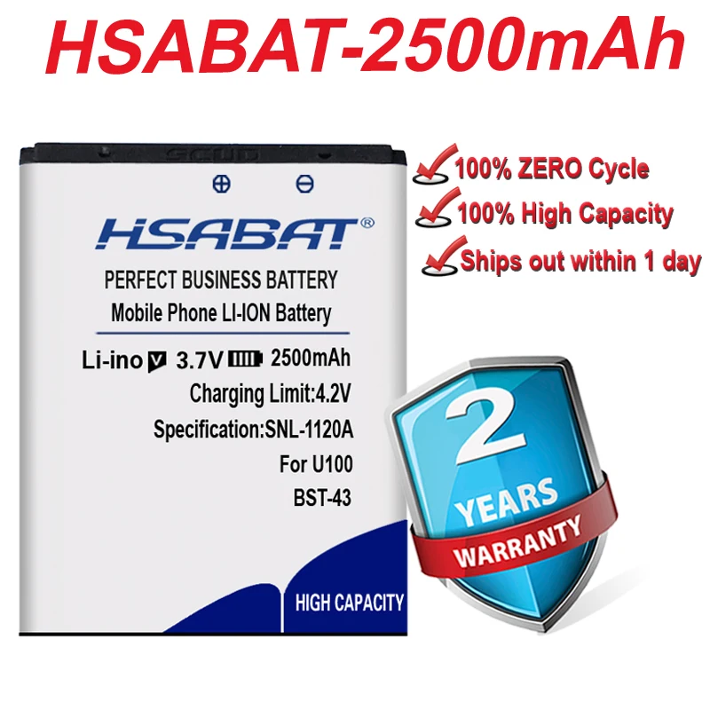 HSABAT Новый аккумулятор для Sony Ericsson WT13I Yari U100i J10 J20 J108i S001 CK13I U100 2500 мАч BST-43 | Мобильные