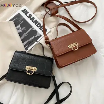 

Fashion Stone Pattern Hasp Shoulder Messenger Bags for Women 2020 PU Leather Solid Color Trunk Commuter Totes Clutch