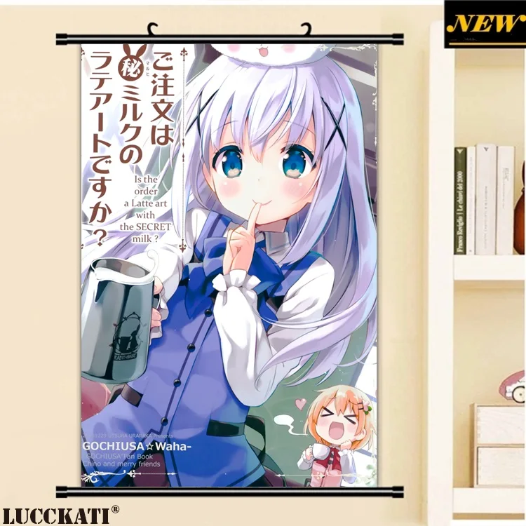 40X60 см, Gochiusa Gochuumon wa Usagi Desu ka Rabbit, сексуальная лоли, мультфильм, аниме картинка, настенная прокрутка, холст, живопись, плакат - Цвет: W