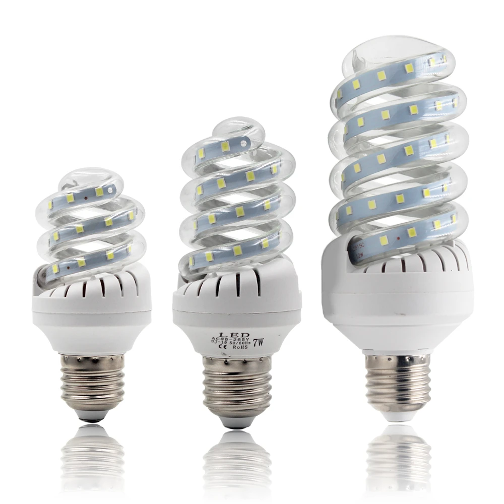 Светодиодный светильник E27 85-265 в, светодиодный светильник 2835 SMD, энергосберегающая лампа, светодиодный спиральный светильник 5 Вт 7 Вт 9 Вт 12 Вт 16 Вт 20 Вт 24 Вт 32 Вт 40 Вт 50 Вт