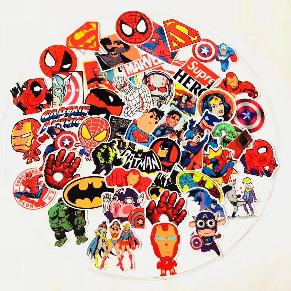 50 шт./лот marvel Мстители мультфильм наклейки водонепроницаемый для ноутбука мото скейтборд багаж гитара наклейка игрушка стикер канцелярские принадлежности