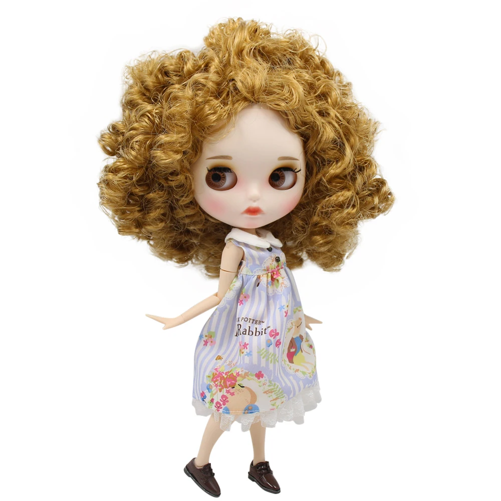 Кукла Blyth ICY DBS для № BL0736 коричневые афро волосы резные губы матовое лицо с бровями