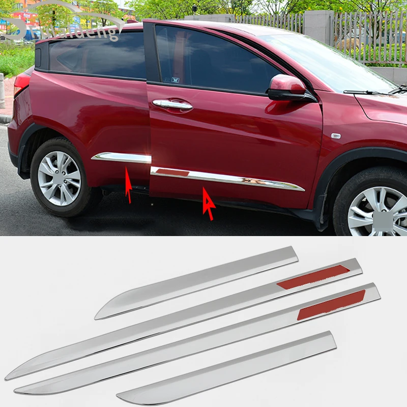 4 шт. для Honda Vezel HR-V- ABS Хромированная Боковая дверь корпус литья полосы крышка отделка автомобиля Стайлинг Аксессуары