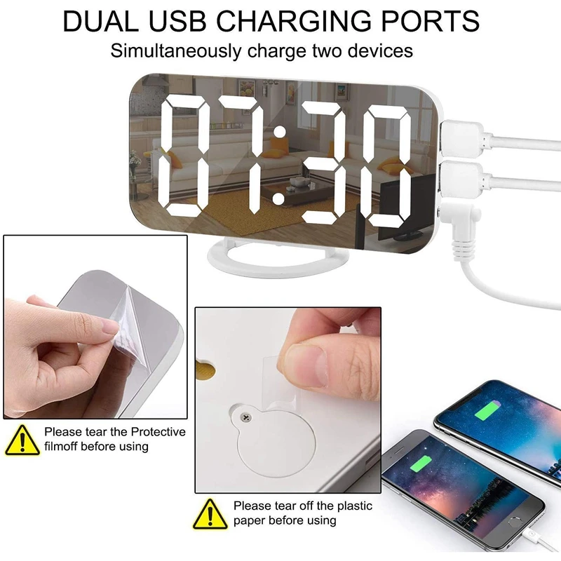 Цифровой будильник, электронные часы с интерфейсом USB, светодиодный Будильник, прикроватный будильник