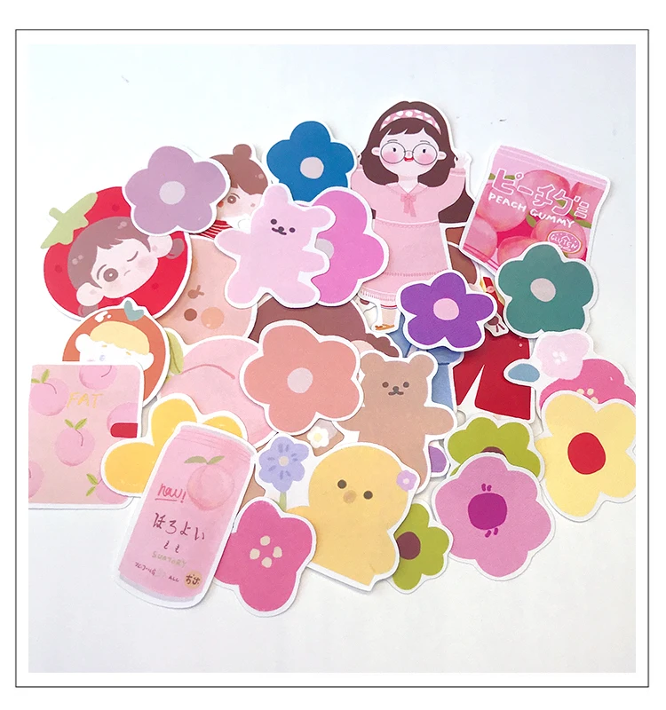 30 шт. розовые цветы девушка наклейки для скрапбукинга DIY альбом дневник счастливые украшения для ежедневника наклейки