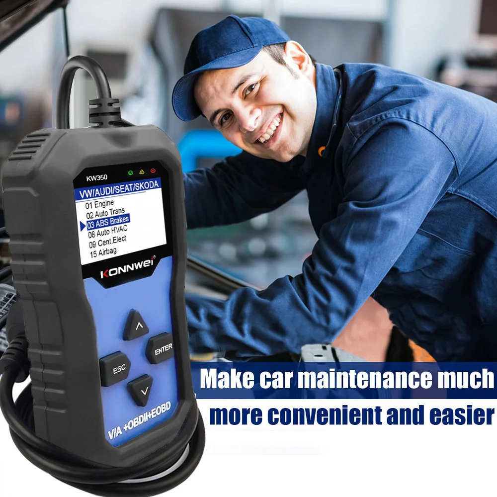 KONNWEI KW350 OBD2 диагностический инструмент сканер для автомобиля VAG VW Audi ABS подушка