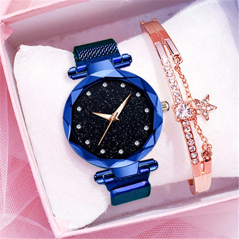 Роскошные женские часы модные элегантные с магнитной пряжкой Vibrato Фиолетовые женские наручные часы Звездное небо римские цифры подарок часы