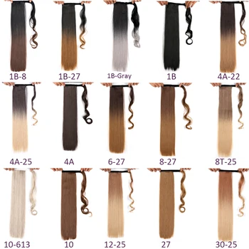 

22-Inch Synthetic Hair Fiber Heat-Resistant Straight Hair With Ponytail Hair Extended Ombre Black Brown Headwear