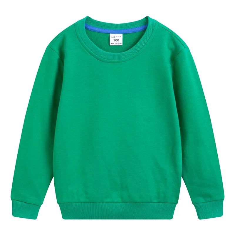 DE PEACH/осенние хлопковые детские свободные повседневные толстовки для мальчиков и девочек; пуловер; рубашки для подростков; однотонные топы на подкладке - Цвет: Зеленый