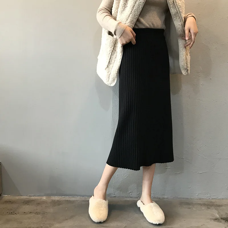 Mooirue Лето, Женская длинная юбка, Kawaii, Вязанная, длинная, высокая талия, свободный крой, для женщин, Jupe