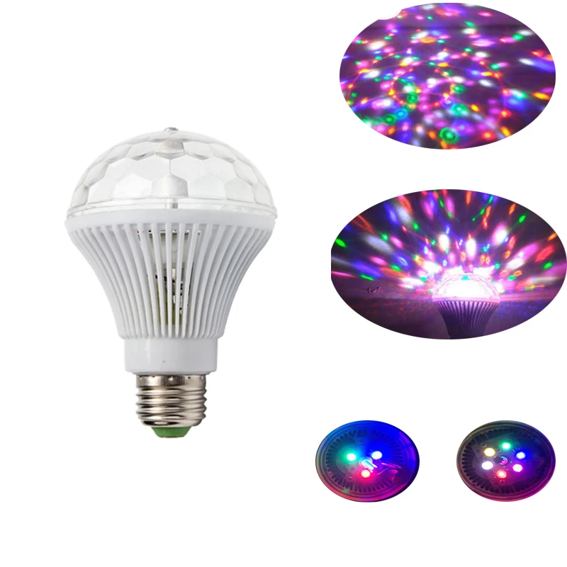 Вращающийся RGB диско-шар E27 светодиодная лампа для помещений сценическое