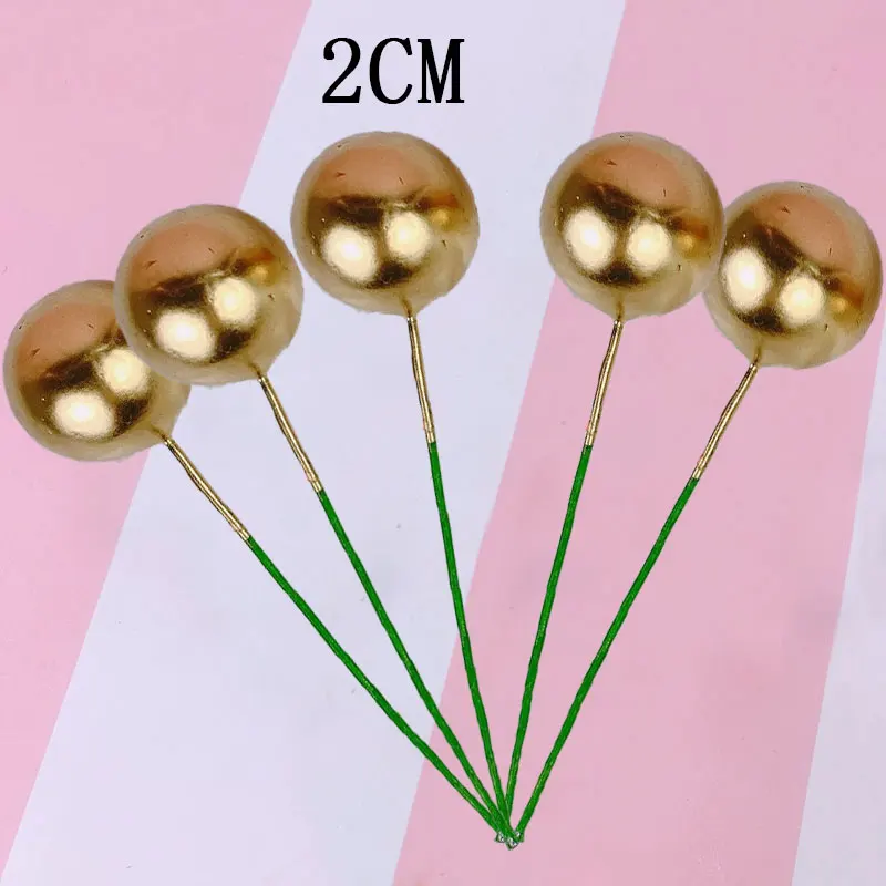 5pcs gold 2cm 5 шт. Ins Золотой Серебряный Торт Топперы жемчуг шар кекс For для простой стиль свадьбы День рождения товары для украшения торта - Цвет: 5pcs gold 2cm