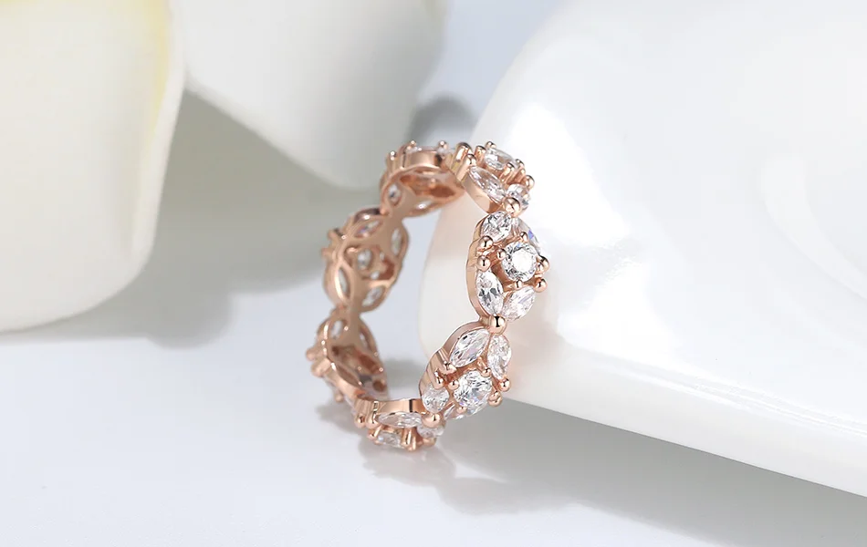 ORSA JEWELS Настоящее S925 женское кольцо на палец круглый полный высшего класса кубический цирконий чистое серебро кольцо волнистая форма ювелирные изделия SR190