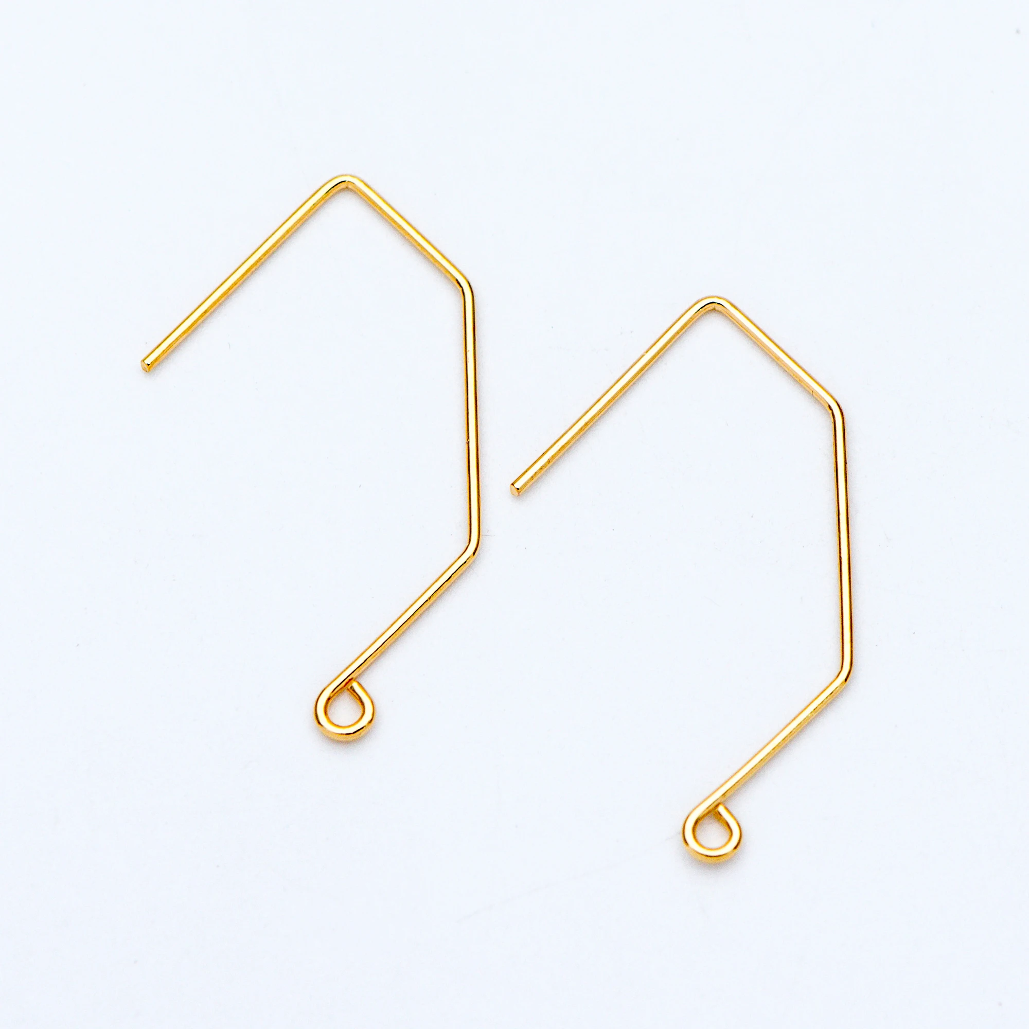 

20pcs Gold tone Brass Ear Hooks 32x18mm, Simple Earwires Earring Components (GB-664)