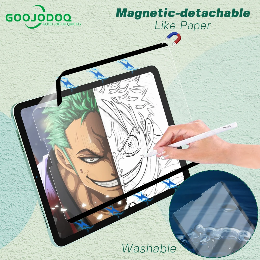 Like Paper Magnetic Screen Protector for iPad 12 9 2021 Pro 11 Air 4 10.9 10.2 7th 8th Air 3 10.5 mini 6 Reusable Removable Film