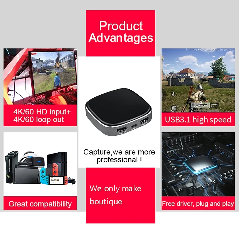 HDMI 4K60Hz type C к USB3.0 карта видеозахвата игровой поток Live Video Capture Box