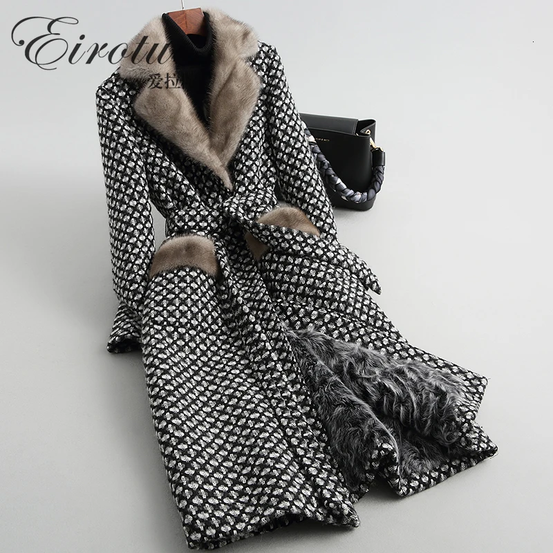 Новые женские зимние шерстяные пальто с отложным воротником женские повседневные свободные однотонные шерстяные куртки теплые шерстяные кашемировые длинные пальто-5