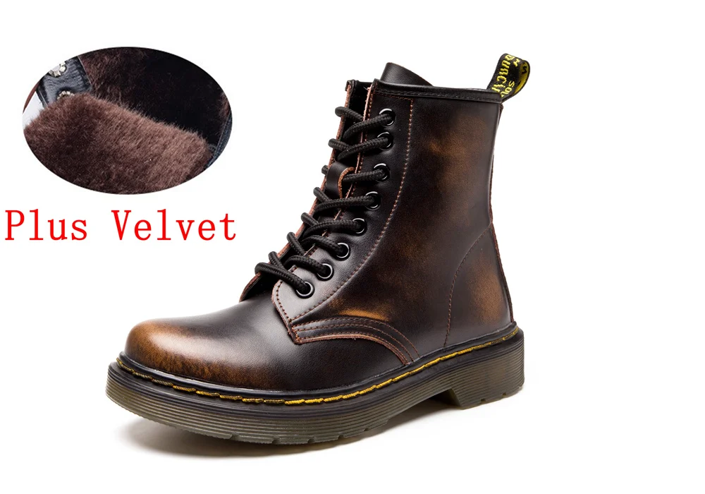 Женские ботинки; doc martins; ; винтажные классические ботинки martin в британском стиле; женские мотоциклетные ботинки на толстом каблуке; Bota Feminina Dr's Shoes - Цвет: Rub Brown Fur