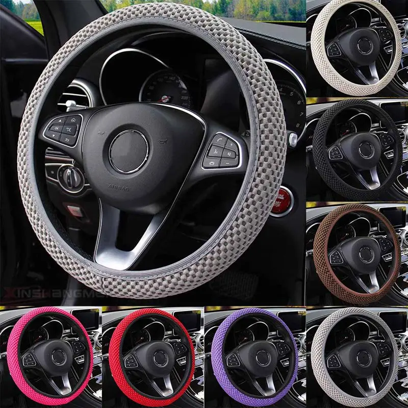 

Lcyonger Universal 38cm 15" Steering Wheel Cover Elastic Ice Silk Summer Cool Car Interior Accessories