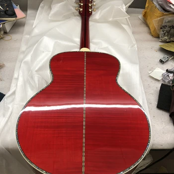 

Free shipping spruce face sheet, tiger maple side back abalone shell inlaid with red guitar oversized body 43 inch acoustic elec
