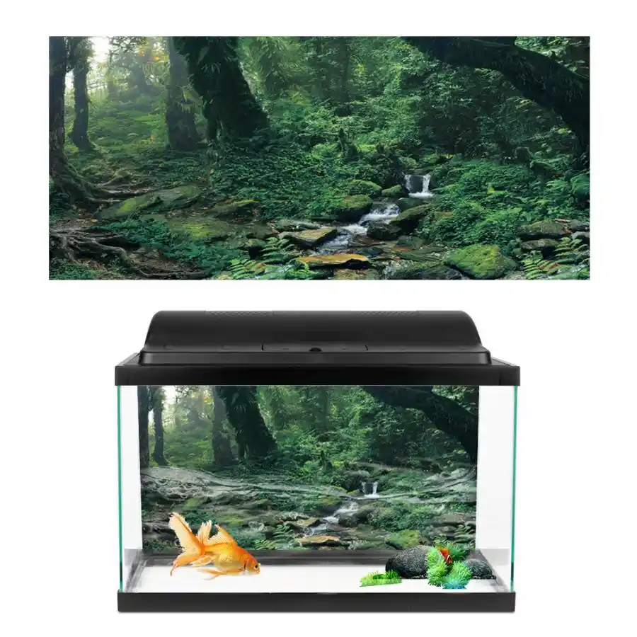 Custom Size Aquarium Background Poster With Self Adhesive Water Plants