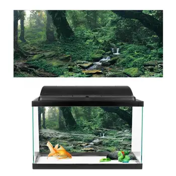 

PVC Riverway Green Woods Aquarium Background Poster Sticker Fish Tank Decoration for Aquarium Supplies Landscape Sticker Poster