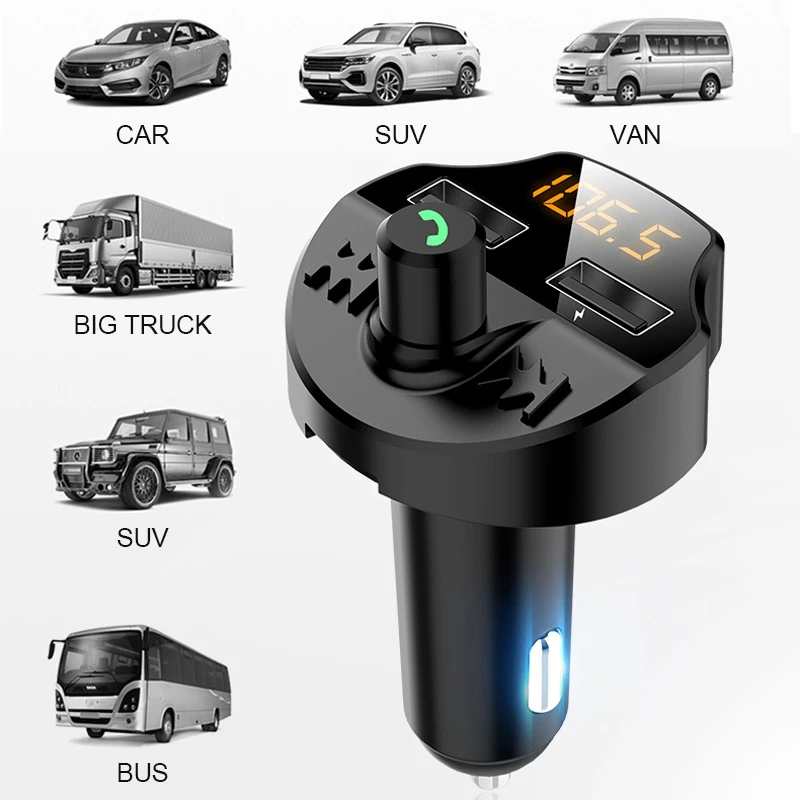 Автомобильный комплект, Bluetooth 5,0, fm-передатчик, беспроводной, Hands Free, авто, lcd, MP3 плеер, двойной USB, быстрое зарядное устройство, FM модулятор, автомобильные аксессуары