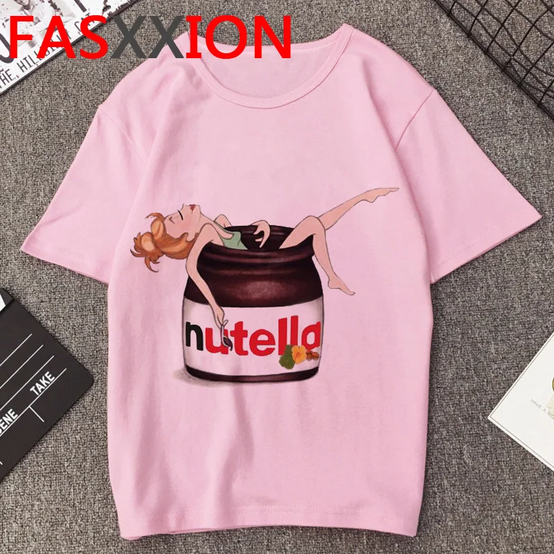 Футболка Nutella женская футболка с милым мультяшным рисунком летний топ унисекс