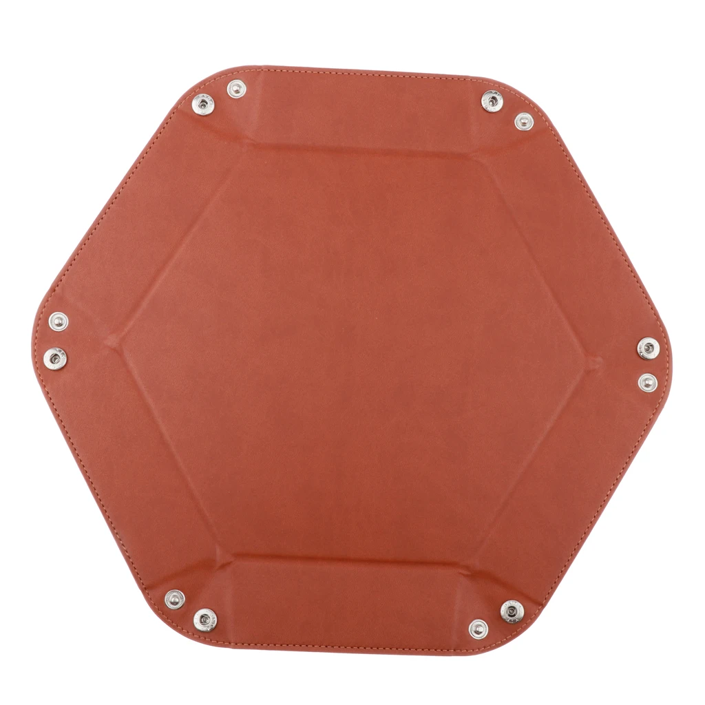 Dice Holder PU Leather Folding Hexagon Tray for RPG, DND and Other Table Games