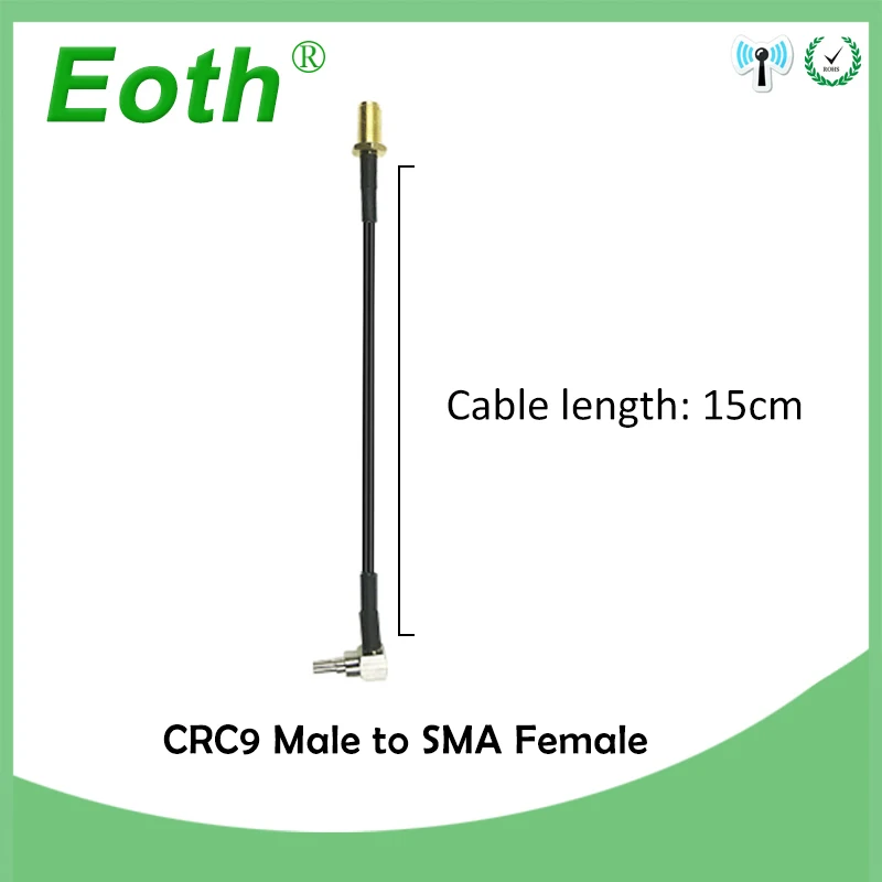 EOTH 10pcs 3G HUAWEI modem adapter SMA Female Jack nut Switch CRC9 Right Angle pigtail cable RG178 Wholesale 15CM 6