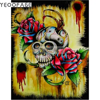 

DIY diamond embroidery pattern skull 5D diamond cross stitch painting rhinestone Crafts decorative full diamond painting rose