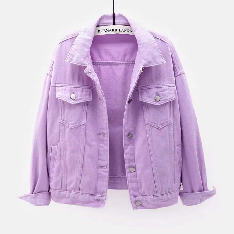 2020New Women Jeans Jacket Spring Autumn Purple White Denim Jackets Outerwear Plus Size 3XL Short Student Coat Casual Tops | Женская