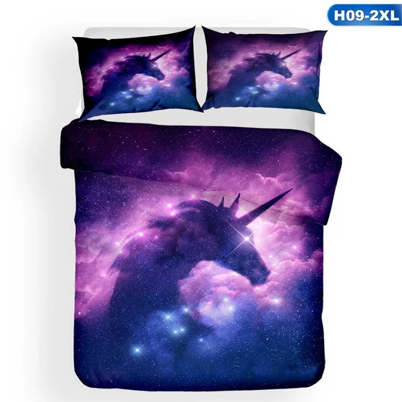 BB5327H09-2XL Комплект постельного белья с изображением единорога из мультфильма; Комплект постельного белья для девочек; Комплект постельного белья и наволочки для близнецов - Цвет: BB5327H09-2XL