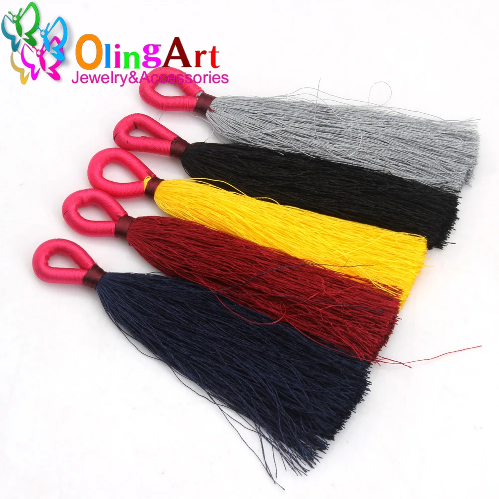 

Free shipping 11CM High quality 4PCS Silk Thread Tassel Pendant Jewelry Making DIY Earring/Curtain/Cellphone Craft Olingart