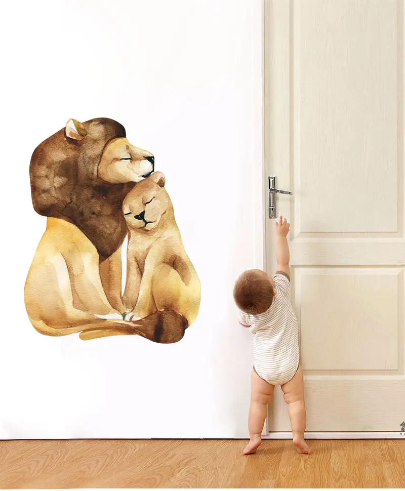 Детские настенные наклейки для детской с животными наклейка со львом детская комната украшение для спальни украшение для комнаты Гостиная Ванная комната Декор muraux