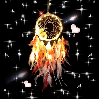 

Light String Wind Chimes LED Dream Catcher Romantic Room Decor DreamCatcher Hand Made Best Gift Big Size Wall Hanging Photo Prop