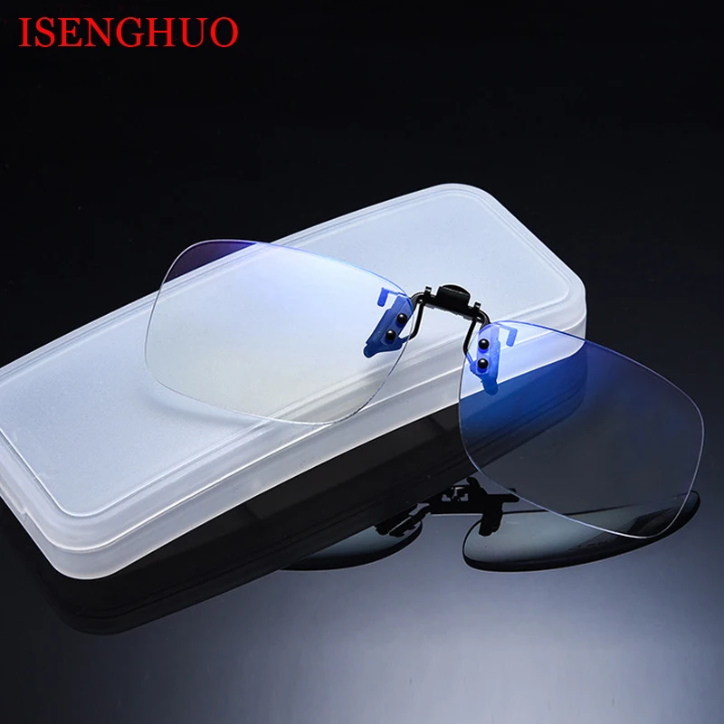Isenghuo Clip On Reading Glasses Flip Up Down Anti Blue Light