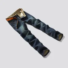 Мужские джинсовые брюки больших размеров 28-46, модные прямые облегающие джинсы в Корейском стиле, специальное предложение 087