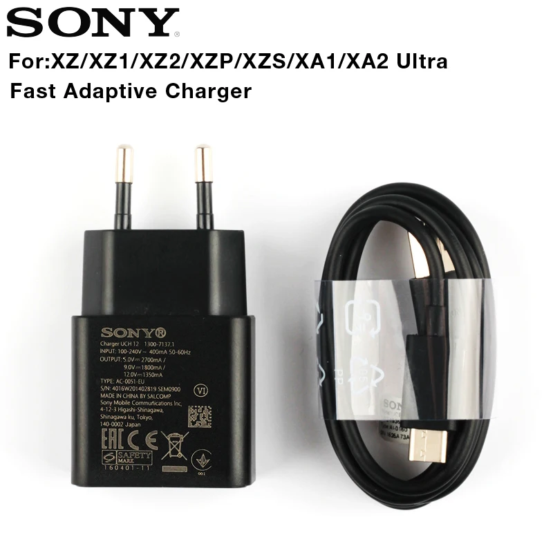 Оригинальный адаптер быстрой зарядки для Sony Xperia XZ2 XZ Premium XZP XZs G8232 X Compact F5321 XA2 Ultra Type