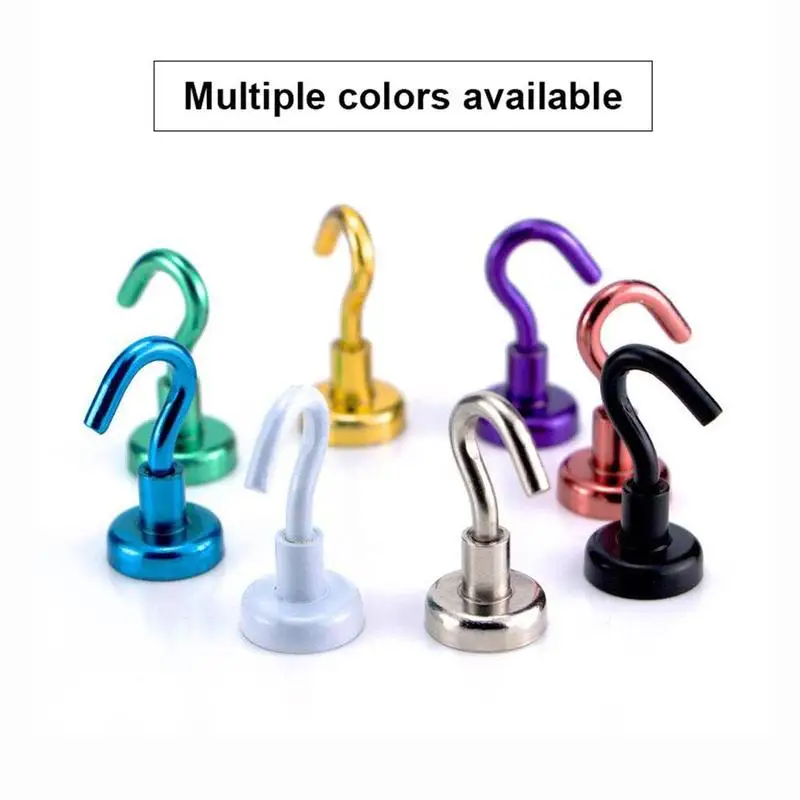 

1pcs Strong Magnet Hook Magnet Base Super Strong Magnetic Ndfeb Home Plated Iron Color Hook Metal Plated Hook Key