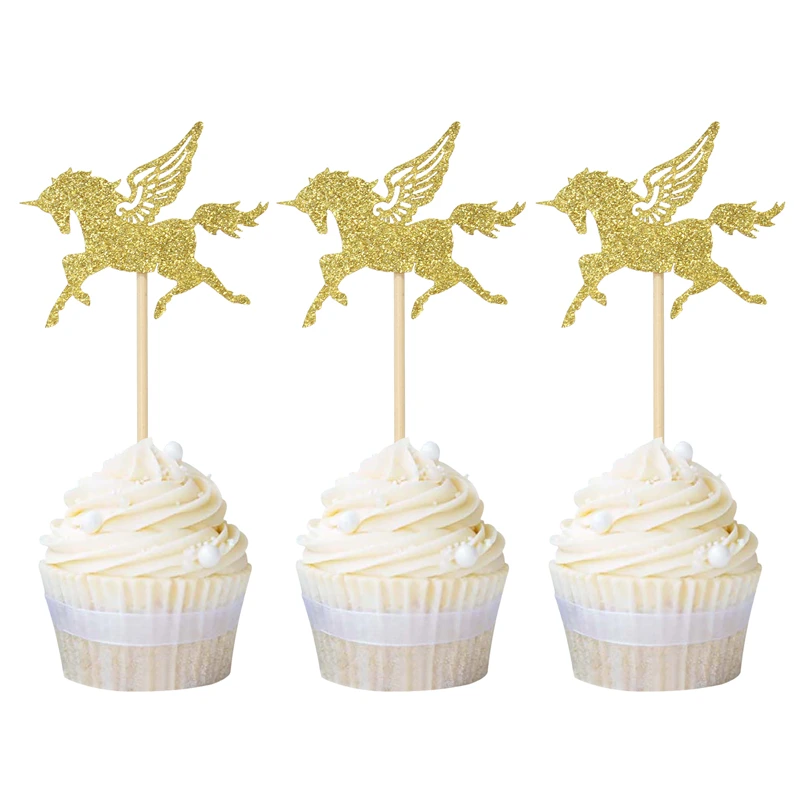 gold horse 12 шт. 33 стиля Торт Топперы Танцы для свадьбы или «нулевого дня рождения» День рождения Юбилей золотой черный украшения для кексов выпечки украшения - Цвет: gold horse