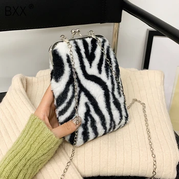 

[BXX] Faux Fur Soft Crossbody Bags for Women 2020 New Winter Branded Shoulder Bag Lady Trending Chain Handbags and Purses HP240